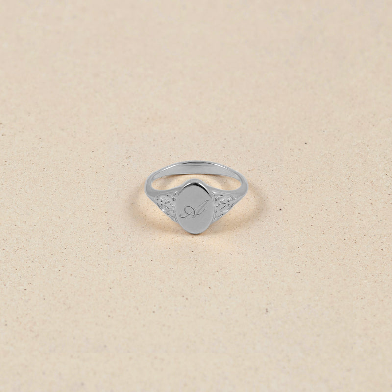 Victorian Initial Ring Jewelry stilnest 925 Silver XS - 49 (15.6mm) 