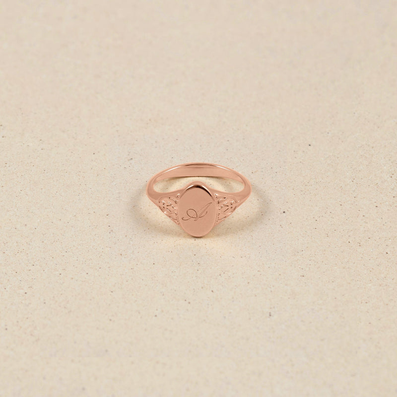 Victorian Initial Ring Jewelry stilnest Rose Gold Vermeil S - 52 (16.6mm) 