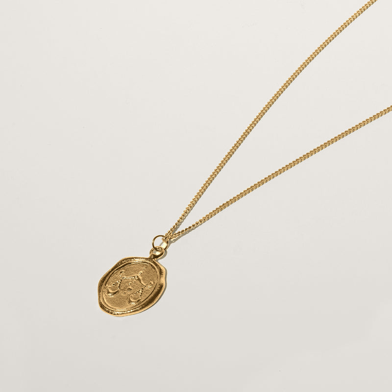 Zodiac Seal with Curb Chain 24k Gold Vermeil